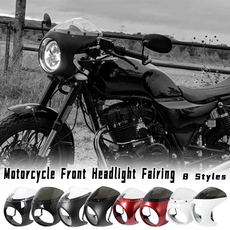New Motorcycle Front Headlight Fairing Windshield Universal 7inch Windscreen