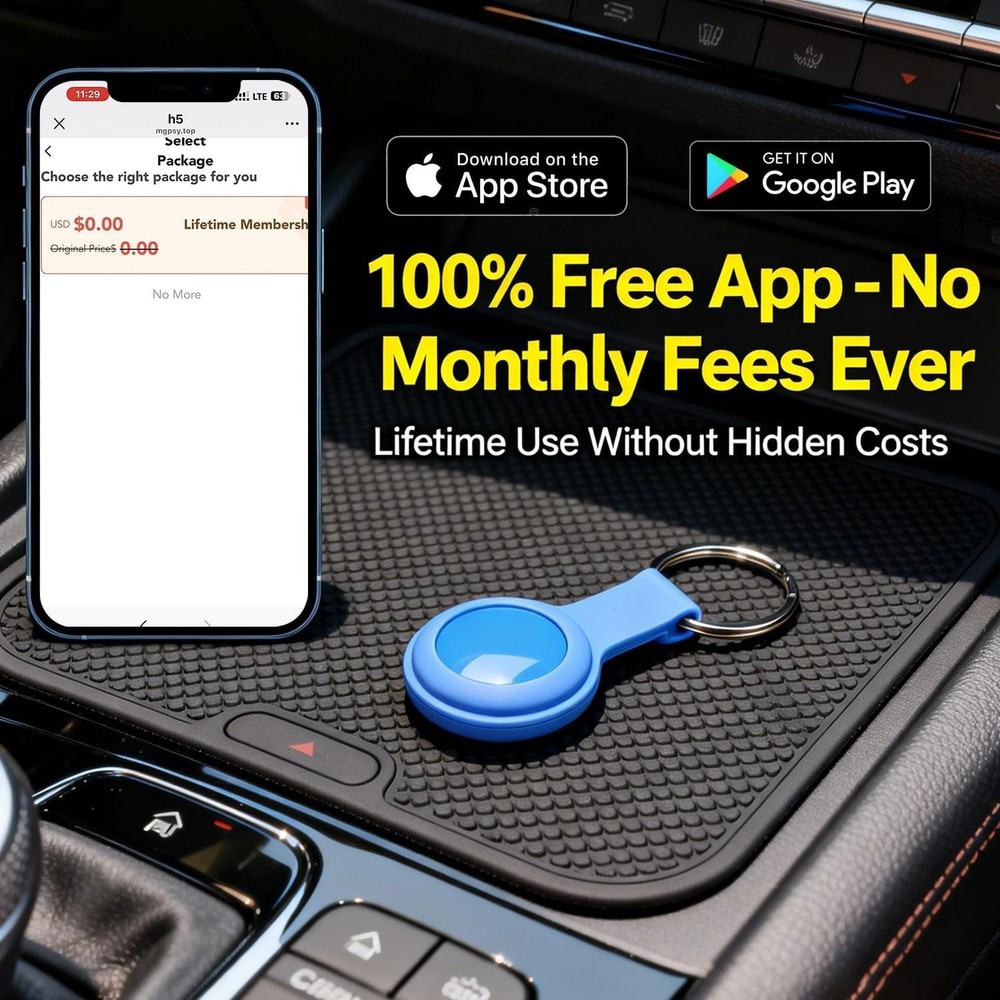 Quvjd Real-Time Location Updates, No SIM Card GPS Tracker for (Android & iOS)