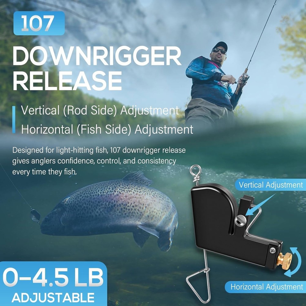 Downrigger Release #107 Adjustable 0–4.5 lb Tension Adjustments Vertical