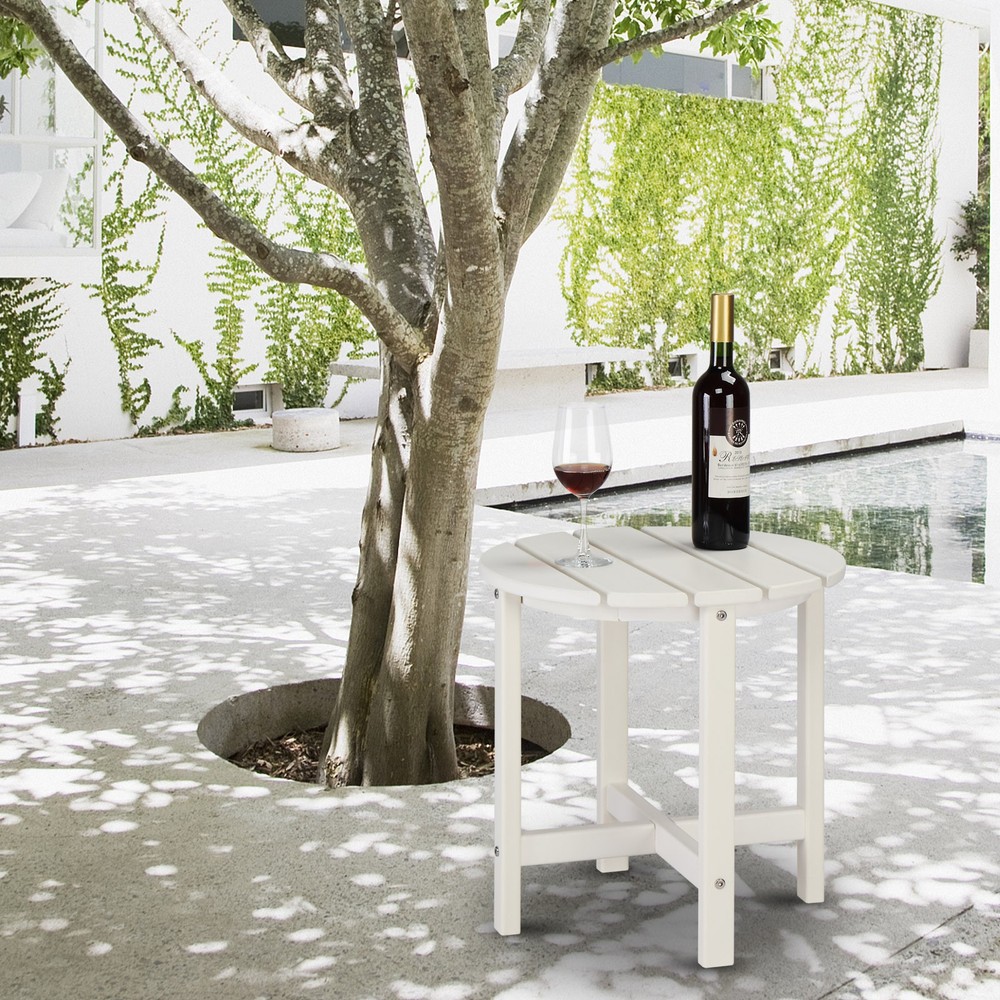 46cm Round White HDPE Side Table, Single Layer Modern Accent Table