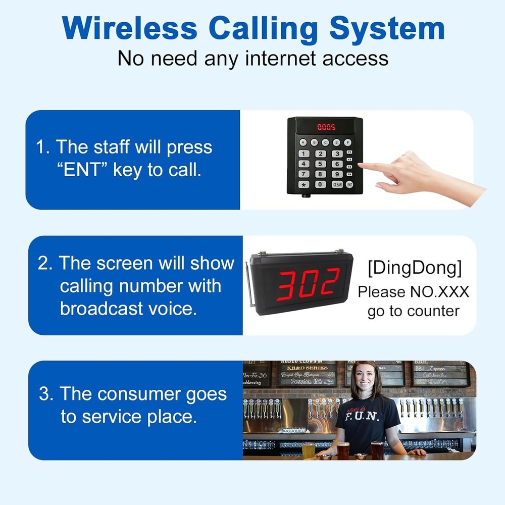 Queue Calling System Pager Call - Take A Number System Waiting Number System