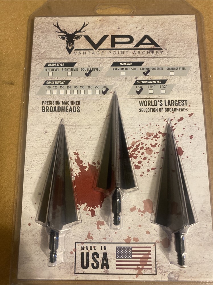 VANTAGE POINT ARCHERY VPA Broadhead 3 Bladed Solid head 300 grs 3 pack