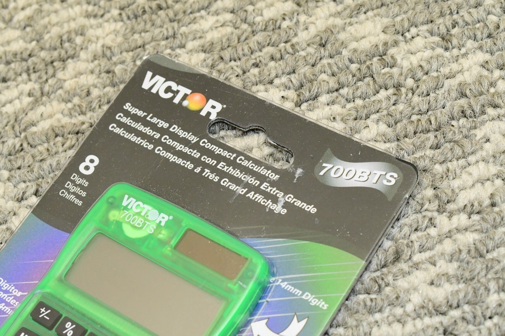 Victor 700BTS Basic Calculator 8-Digits - Clear GREEN Translucent, Solar Battery