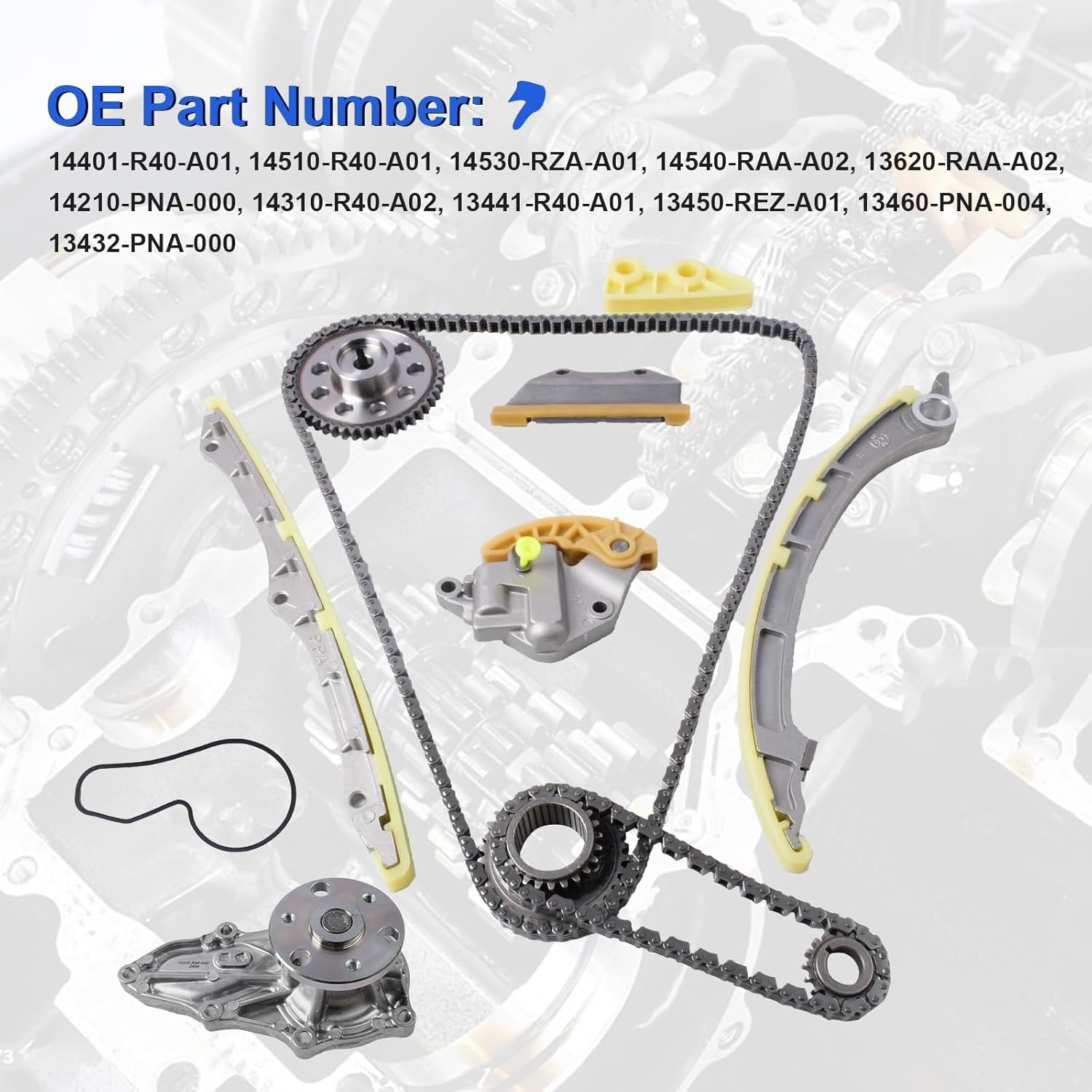 For 08-12 Honda Accord 2.4L Engine Timing Chain Kit Water Pump VVT Sprocket Gear