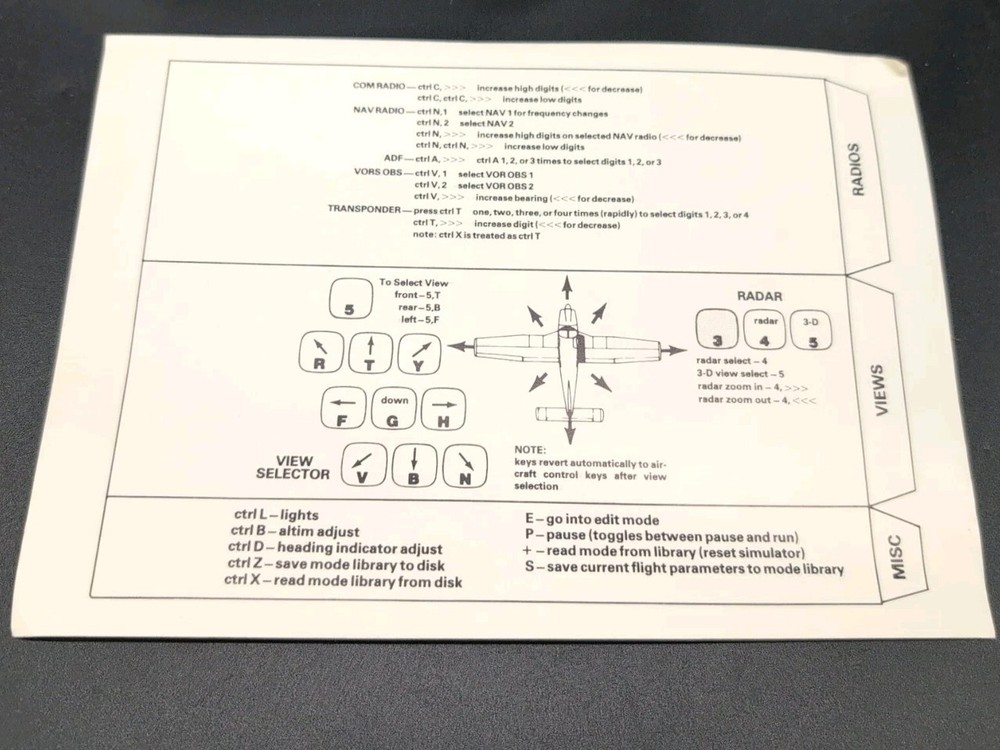 VTG Flight Simulator II A2-FS2 SubLogic NO GAME DISK 80s Computer