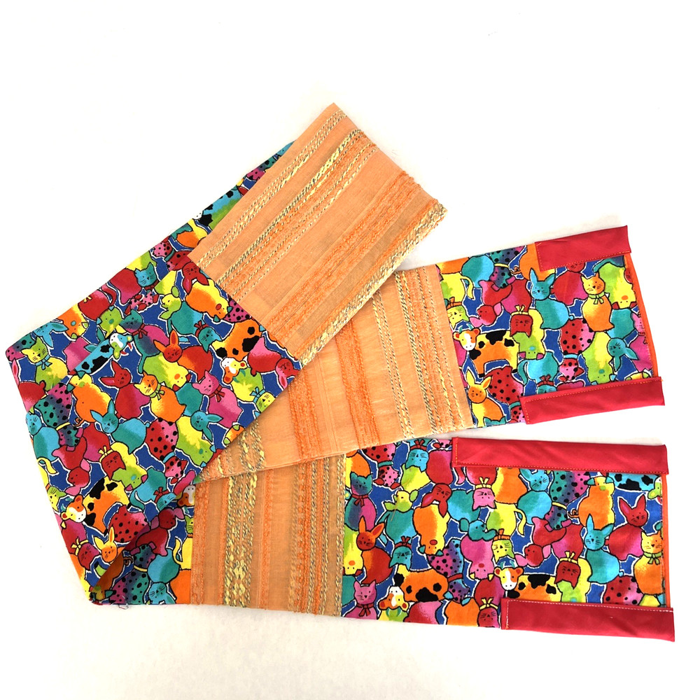 Handmade Scarf Multicolored Patchwork Pattern Animals Print
