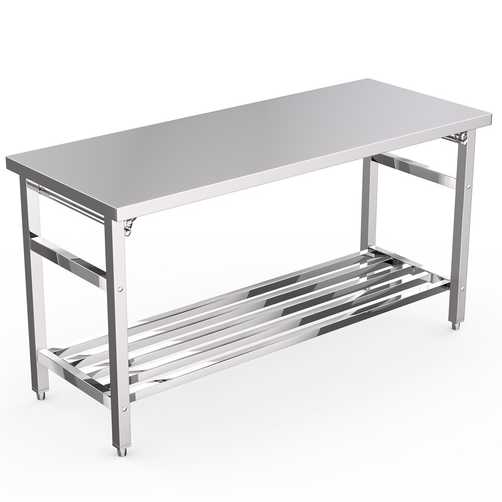 Stainless Steel 60" x 24" NSF Kitchen Work Prep Table Folding with Undershelf