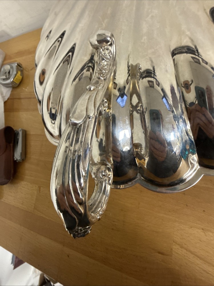 Vtg Sheffield Silver Plated Clam Shell Serving Dish - Scallop - 11” X 11” - LOOK