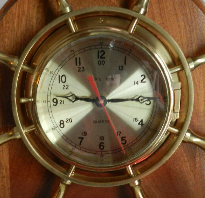 Brass Clock Ship's Time (Quartz) Mounted