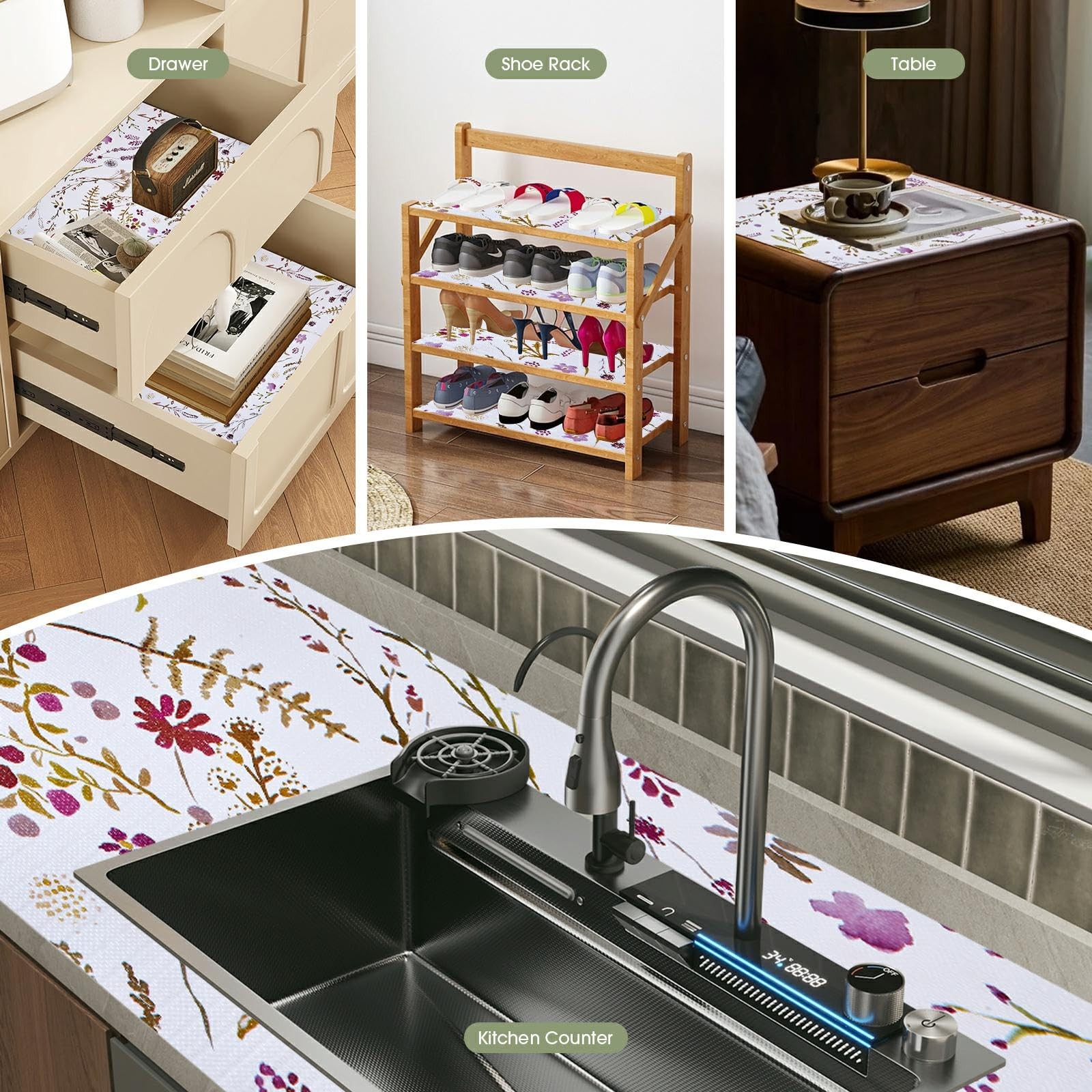 Drawer and Shelf Liner for Kitchen Cabinets 12INx20FT, Non Adhesive, Non Slip...