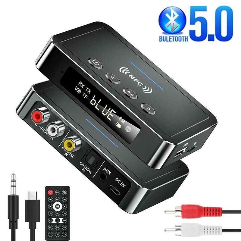 Bluetooth 5.0 Receiver Transmitter Stereo AUX 3.5mm Jack RCA NFC Audio Adapter