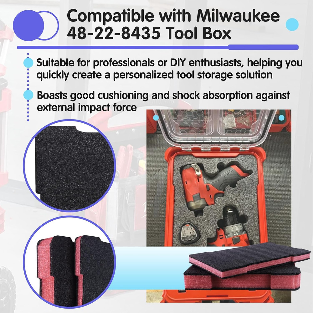 2 PCS 48-22-8435 Tool Box Foam Compatible with Milwaukee Packout Foam Insert, fo