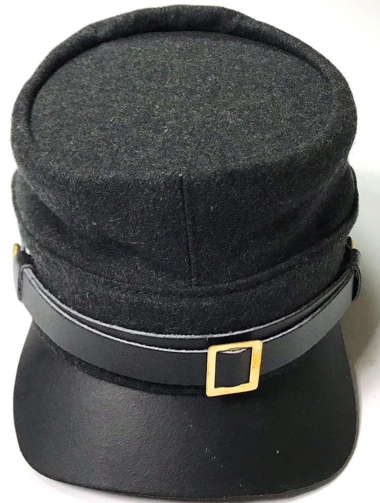 CIVIL WAR CSA CONFEDERATE DARK GREY WOOL KEPI FORAGE CAP HAT-MEDIUM