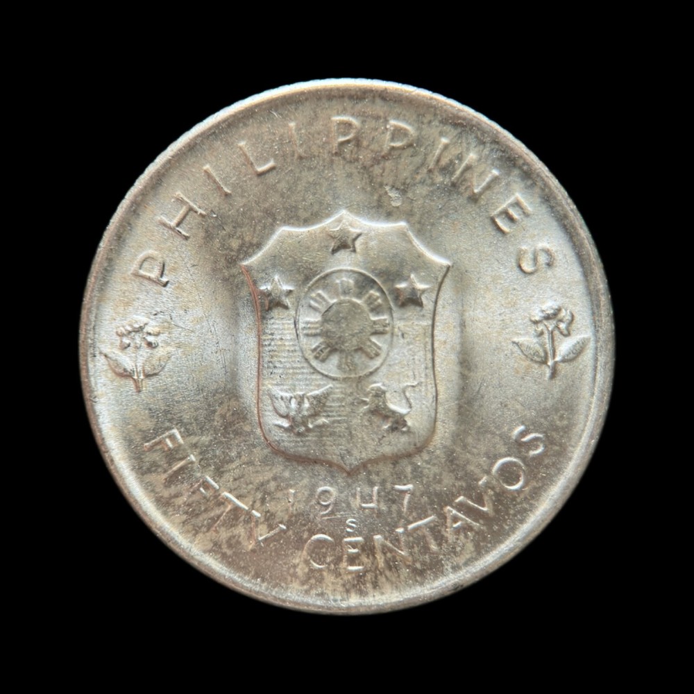 PHILIPPINES. 1947, 50 Centavos, Silver - Gen MacArthur, 5