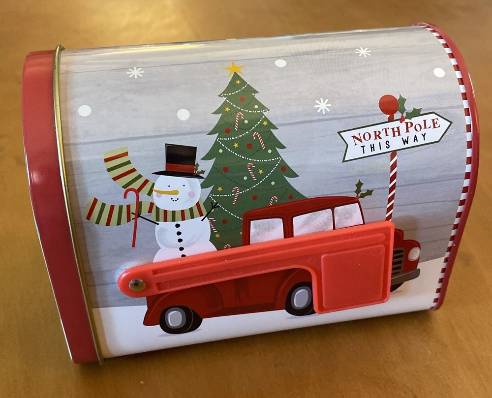 Greenbrier Christmas Gift Box Mailbox Tin