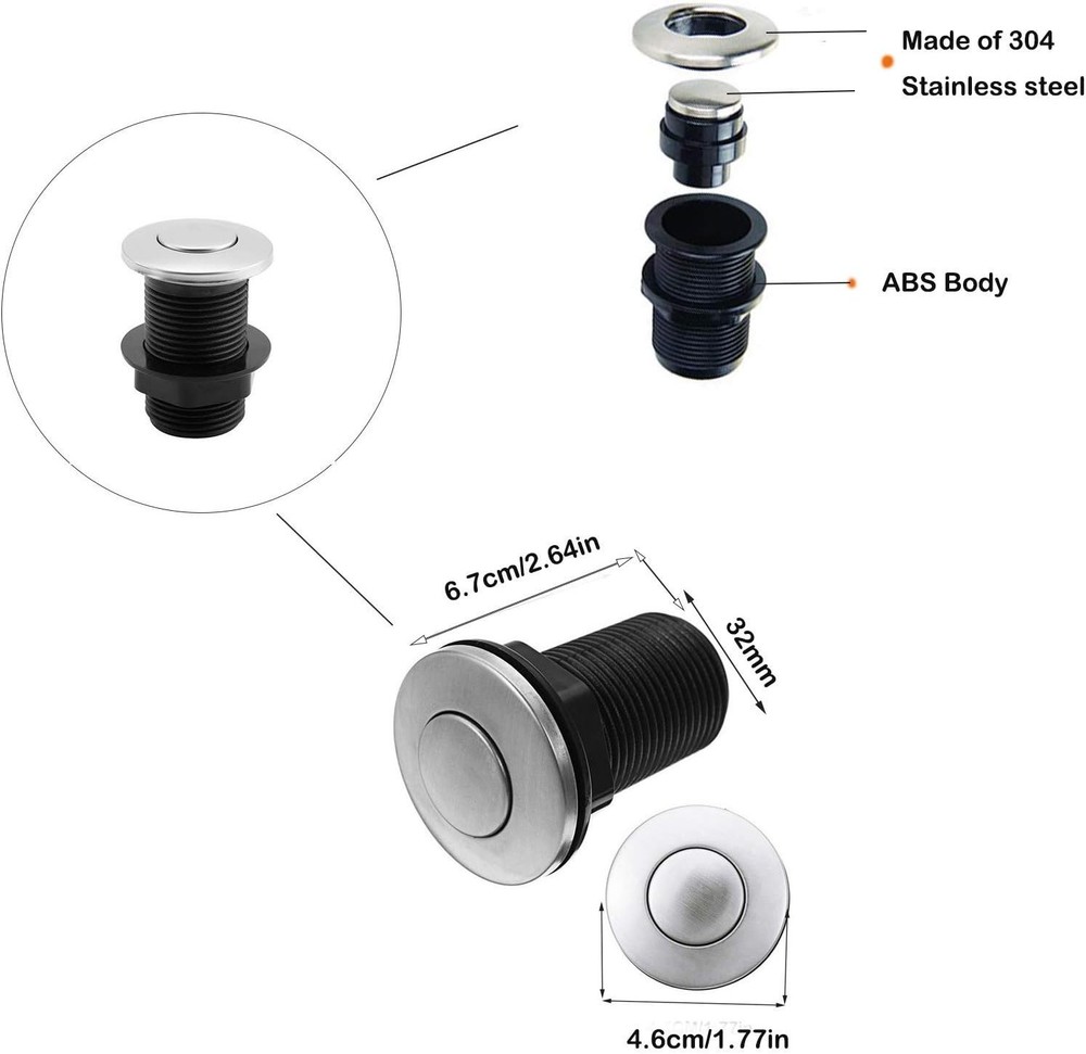 2026 Upgraded Push Button Air Switch for Garbage Disposal - Waterproof & Durable