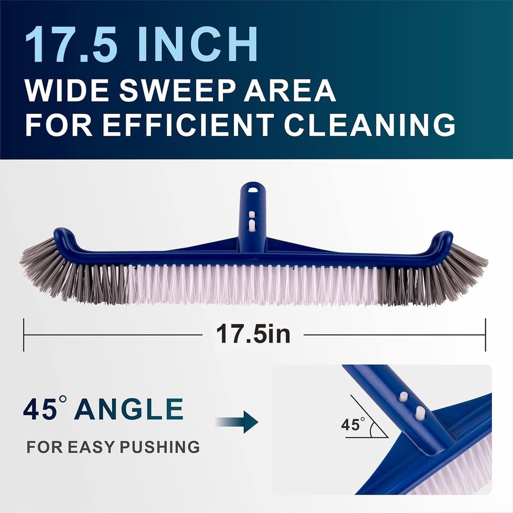 17.5'' Rectangular Pool Brush - Ultimate Debris Cleaner for Pool Walls & Tiles