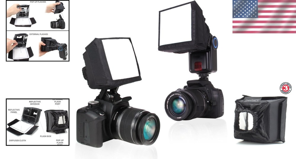 Even-Light Diffuser Softbox for Speedlite Flashes - Compact & Functional Design