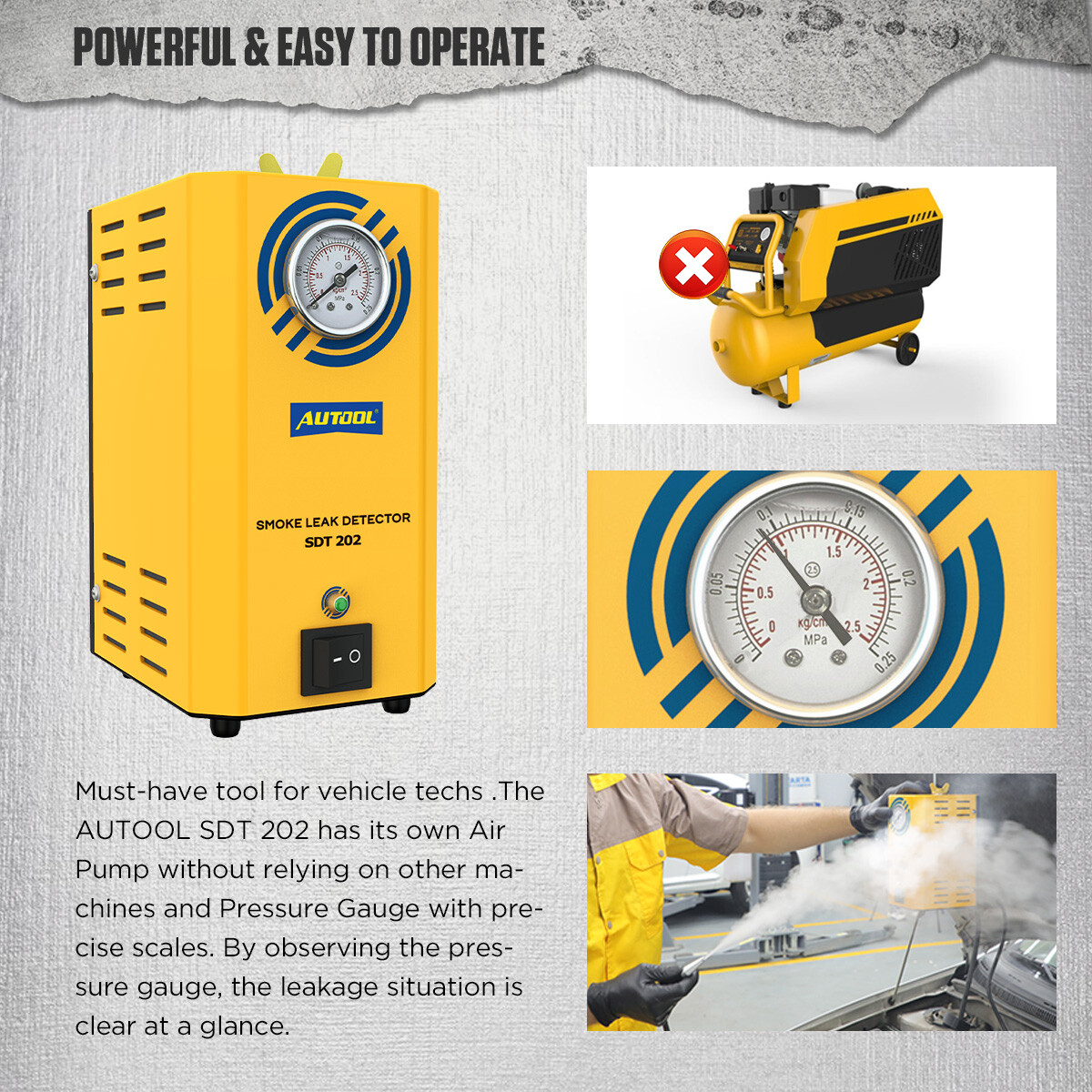 AUTOOL SDT202 EVAP Smoke Machine Automotive Fuel Pipe Smoke Leak Detector Tester