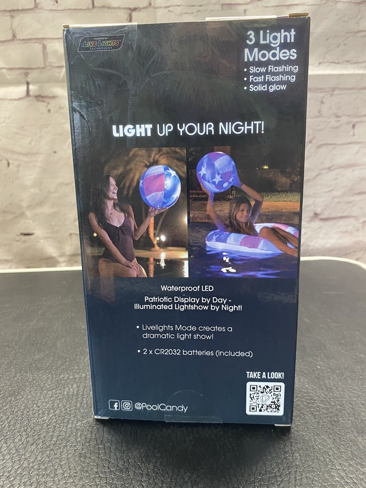 Pool Candy Illuminated LED Pool Beach Ball - NWT