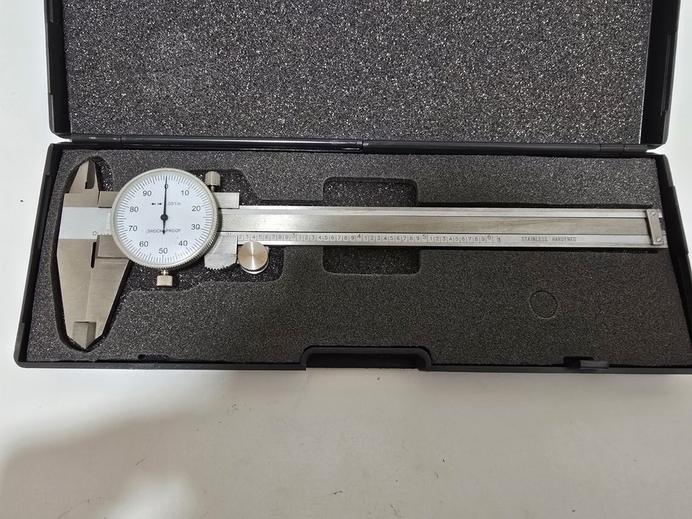 6in" Shockproof Thread Dial Vernier Caliper 0-6" Standard With Plastic Case