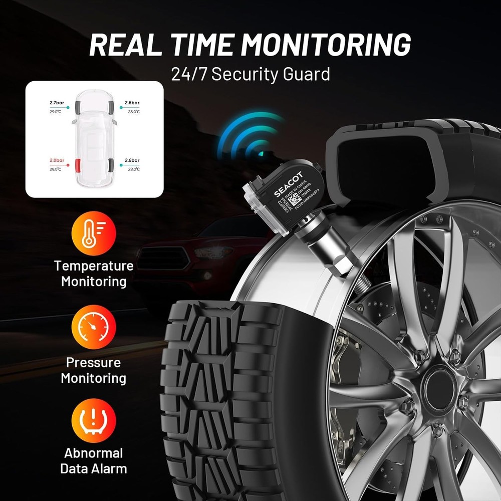 TPMS Sensor GM, 4-Pack 315MHz Tire Pressure Sensor Replacement for Chevy Silvera