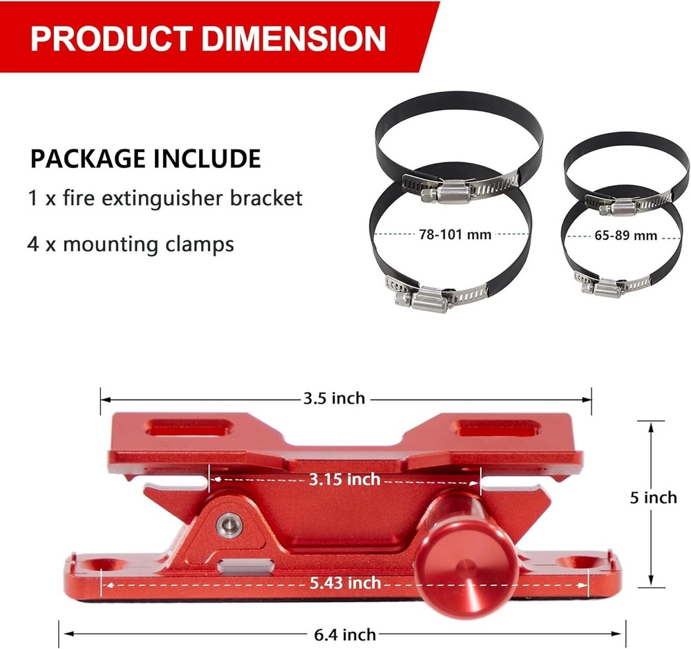 Quick Release Fire Extinguisher Mount Aluminum Adjustable UTV Roll Bar Fire Exti