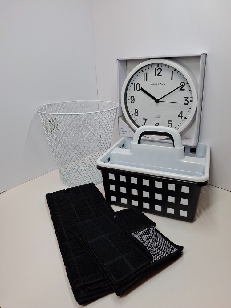 College Dorm Starter Kit – White Clock Edition | 6-Piece Essentials Bundle