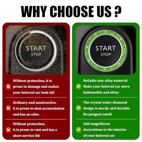 Car Engine Start Stop Decoration Ring, Car Engine Start 1PCS Bright Green