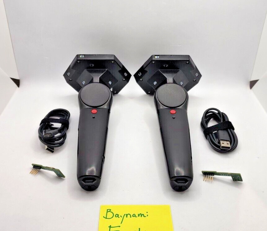 2x RARE VALVE HTC Vive 🔥PROTOTYPE 🔥 Dev VR Pair Controllers + Hardwire Kit