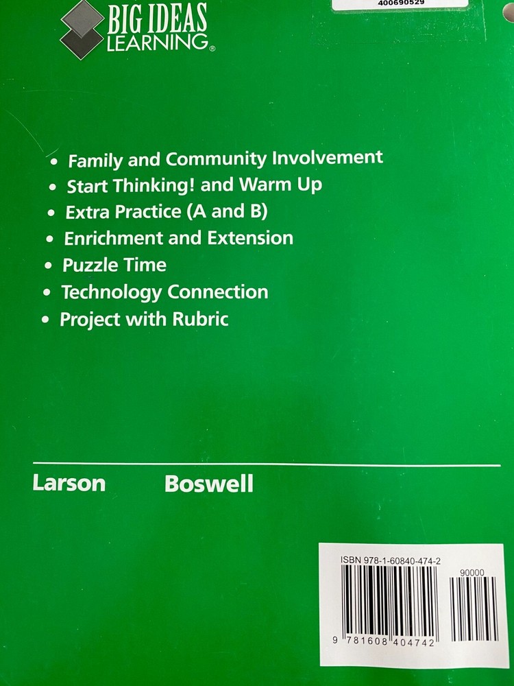 BIG IDEAS MATH: RESOURCES BY CHAPTER GREEN/COURSE 1 By Holt Mcdougal