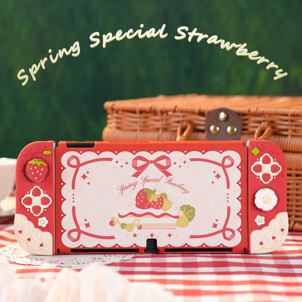 GeekShare Protective Case for Nintendo Switch / OLED & Joycon Cover Strawberry