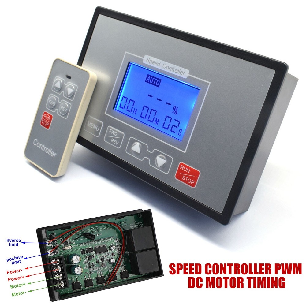 10-55V 60A Speed Controller PWM DC Motor Timing Reversible Remote Control LCD