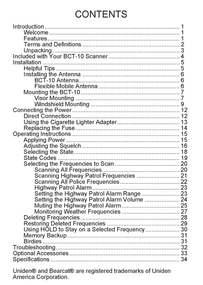 Uniden BCT-10 Bear Tracker Instructions Operating Manual User Guide COIL BOUND