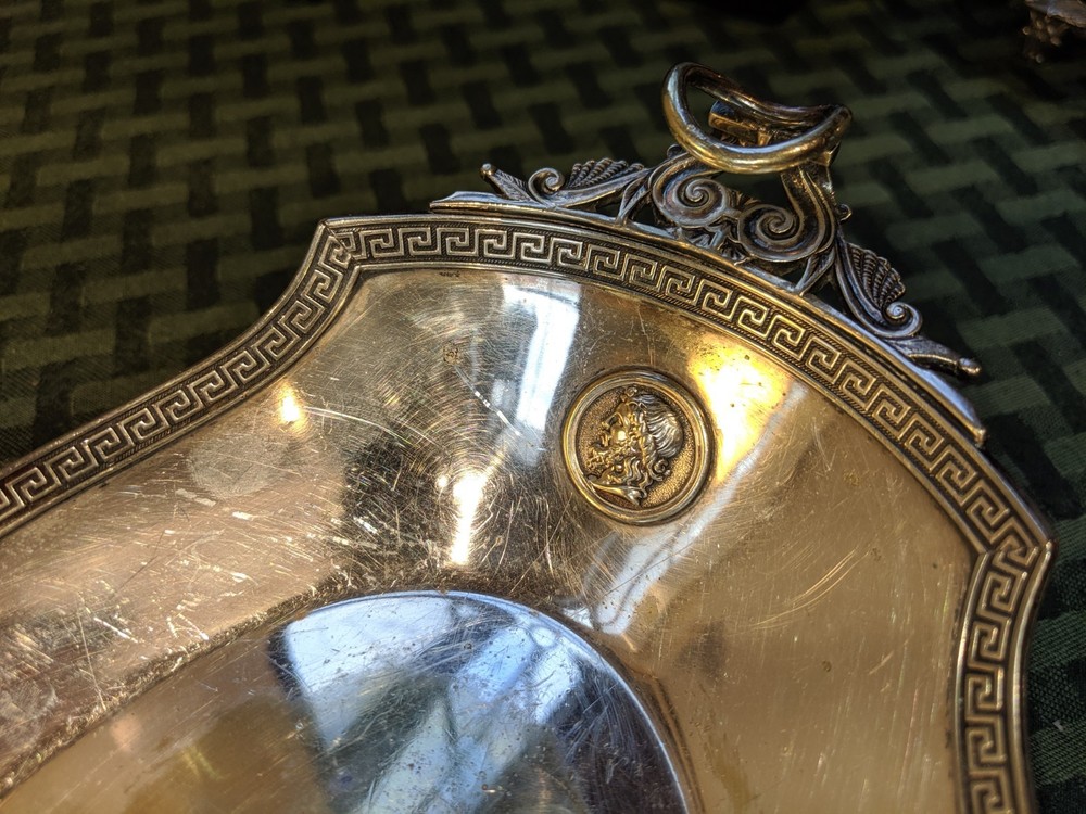 Vintage Gorham Silver Plate footed Oval Serving Dish 11x6 Empire Style