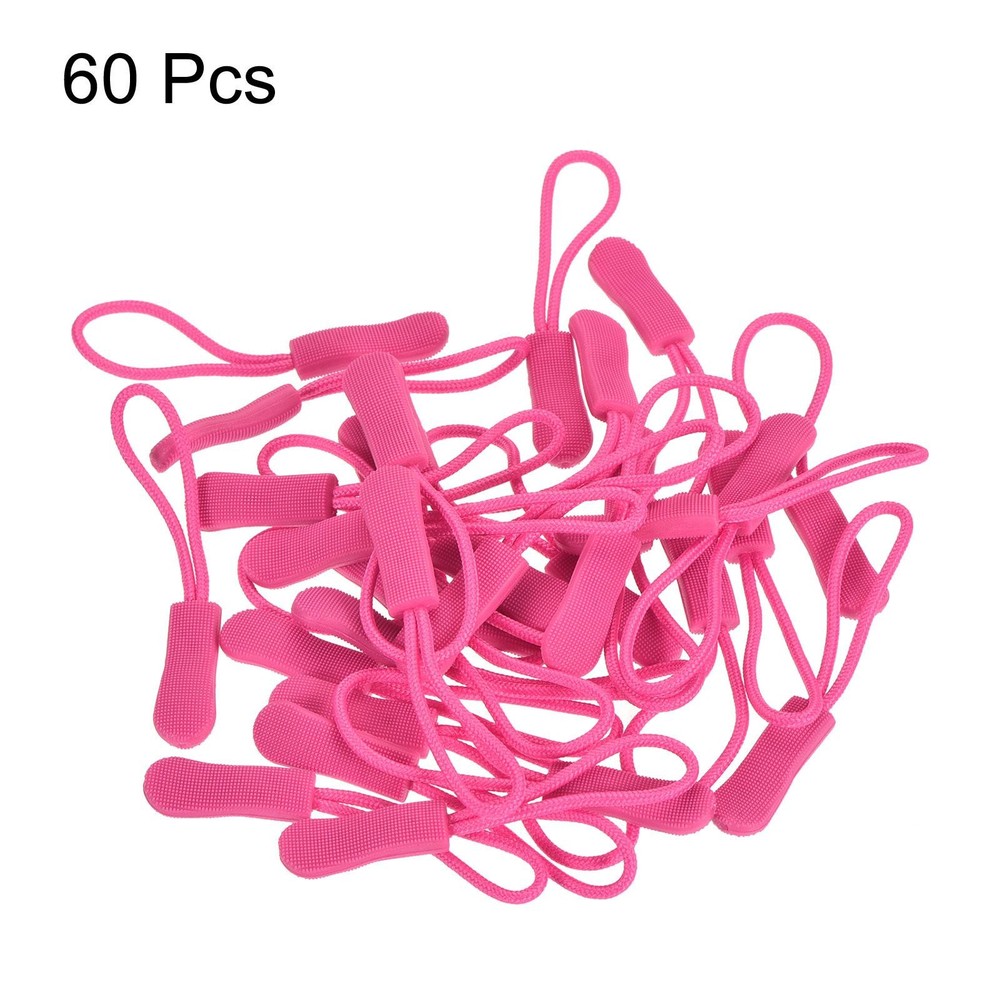 60pcs Zipper Pulls Pull Head Handle Replacement Tab Tag Cord Extender Rose Red