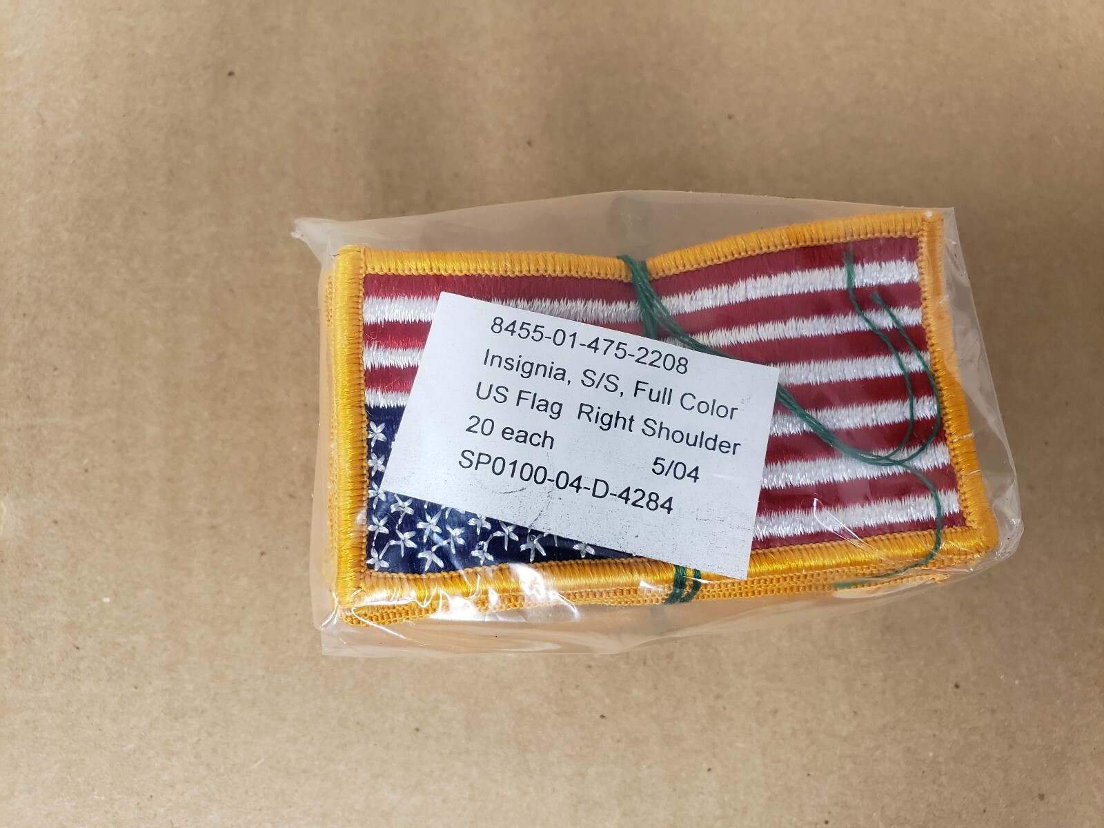 LOT OF 20 US American Flag Reverse Shoulder Patch Orange Border. MADE IN THE USA