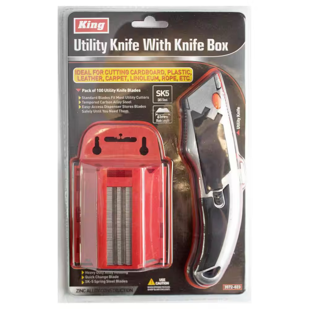 Retractable Utility Blade with Blade Holder and 100 Extra Blades