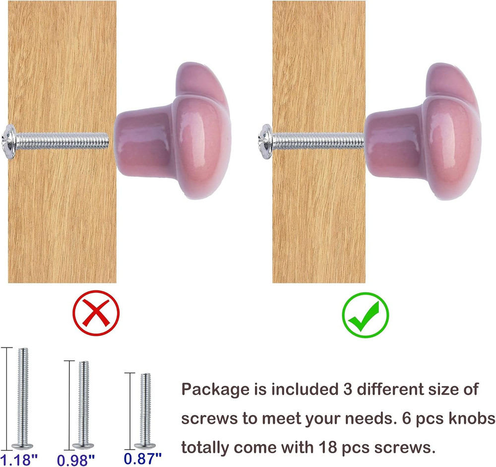 Ceramic Drawer Knobs Heart Shape Cabinet Dresser Pulls Handles with 3 Sized Scre