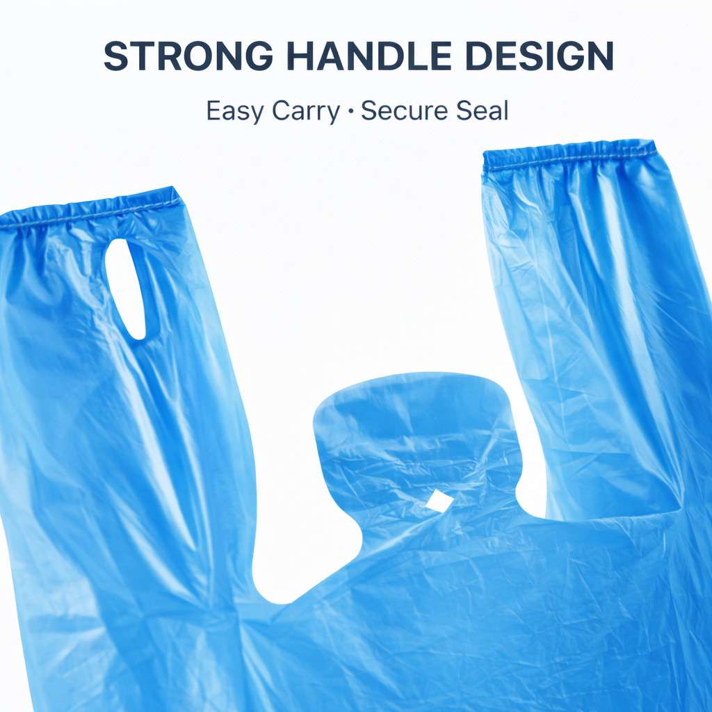 Blue T-Shirt Grocery Bags 1/6 Large 21x6.5x11.5 0.51 Mil Plastic Bulk