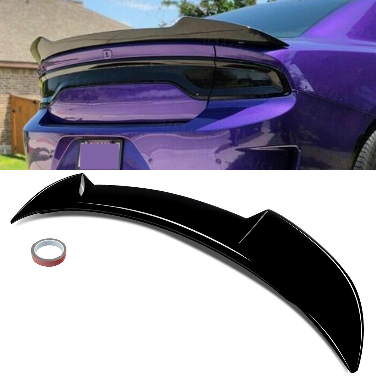 For 2015-2023 Dodge Charger SRT SXT Hellcat Rear Trunk Spoiler Wing Gloss Black