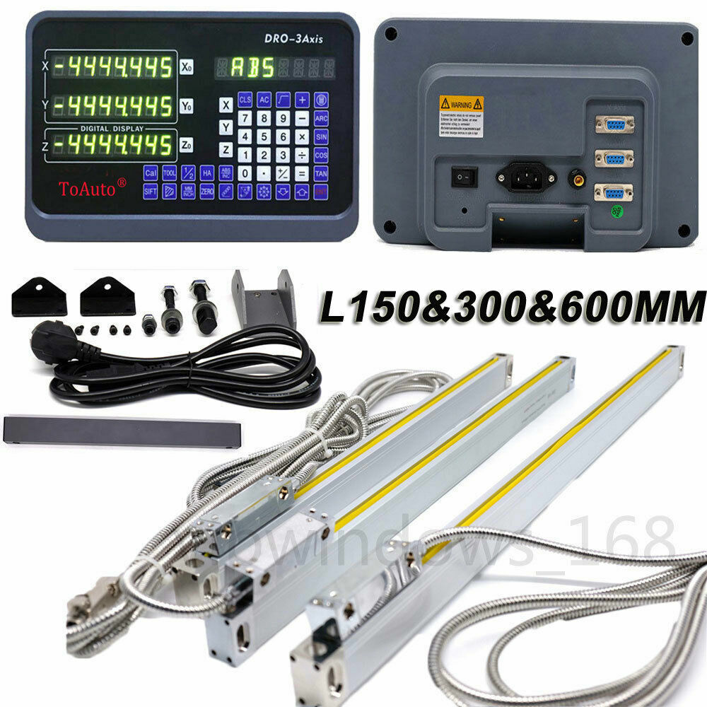 3Axis Digital Readout DRO display 5µm TTL Linear Glass Scale Encoder 6" 12" 24"