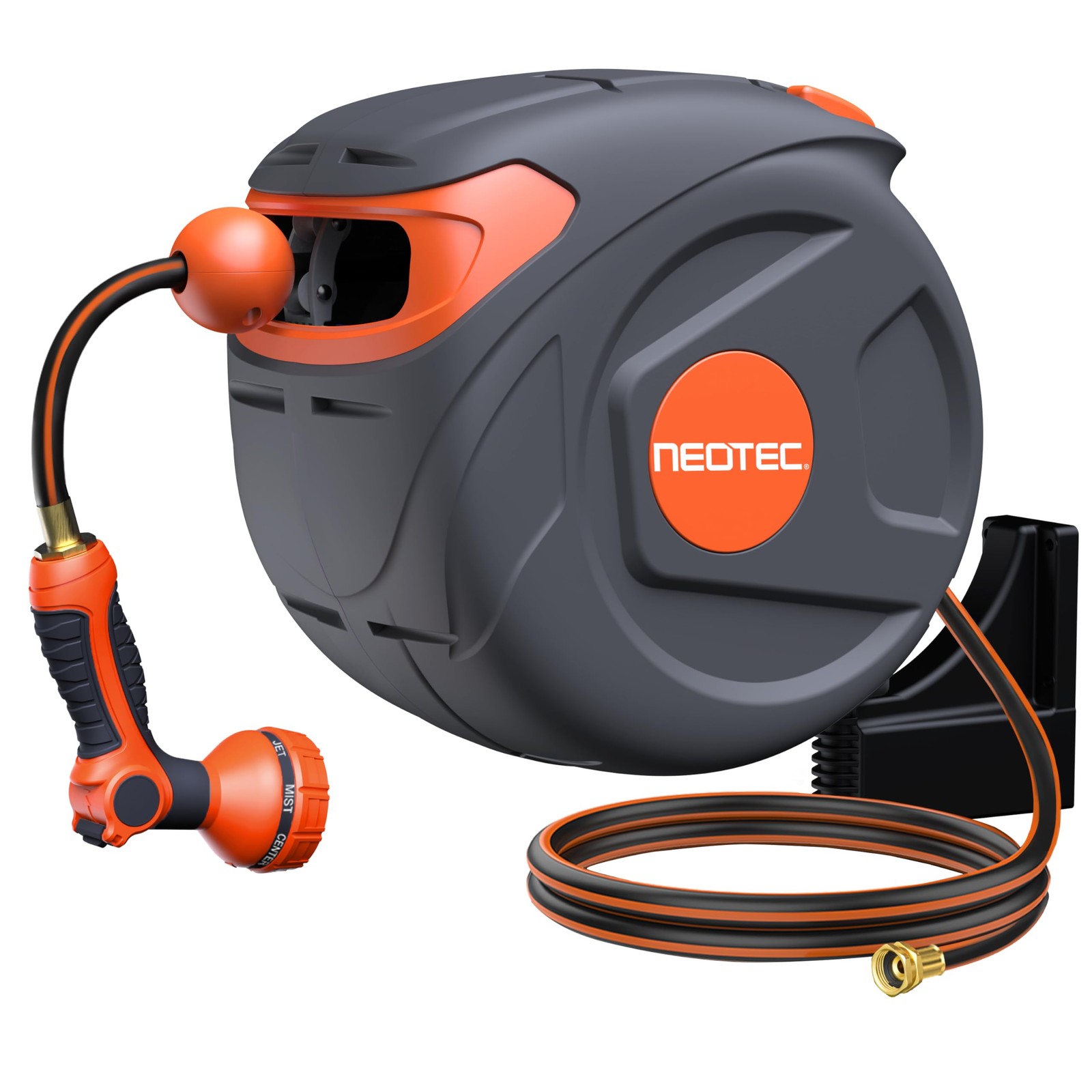 NEOTEC Retractable Garden Hose Reel 1/2" x 85ft Wall Mounted Garden Hose