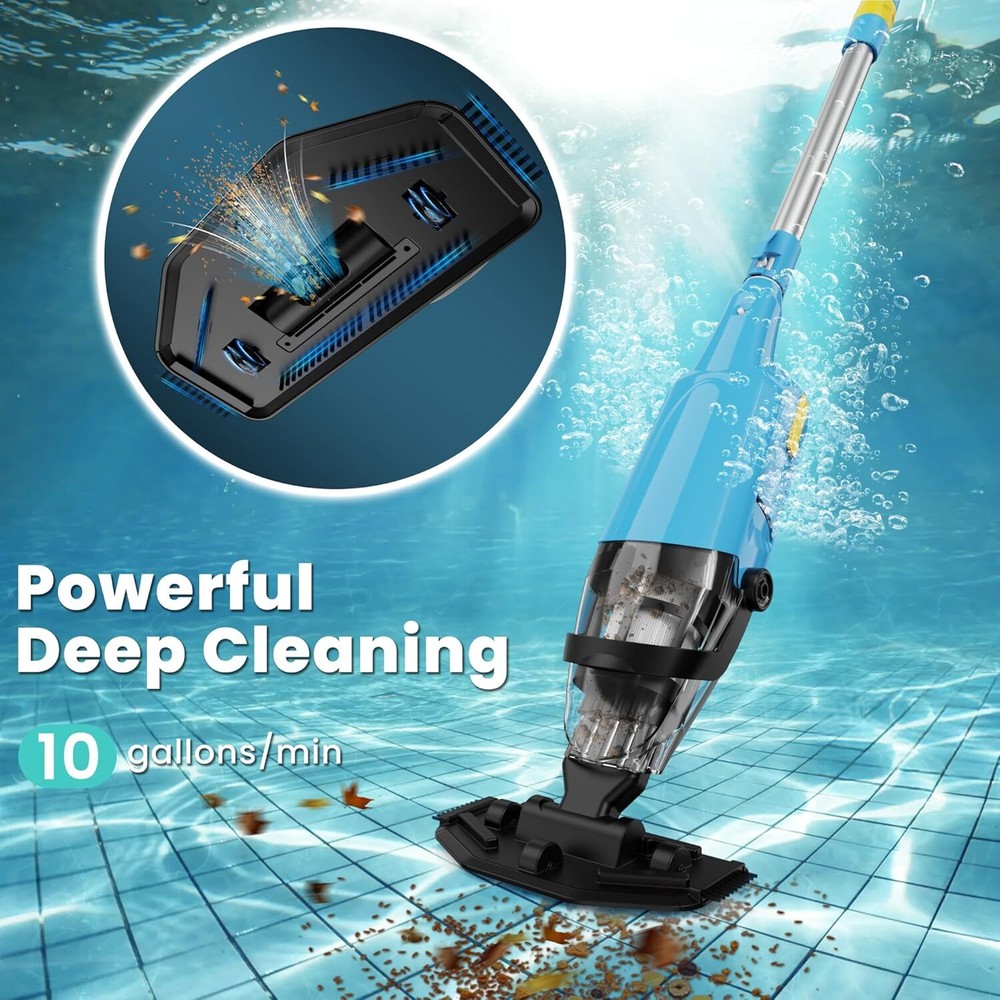 Rechargeable Pool Vacuum Pool Handheld Cleaner Above Ground 60mins Running Time