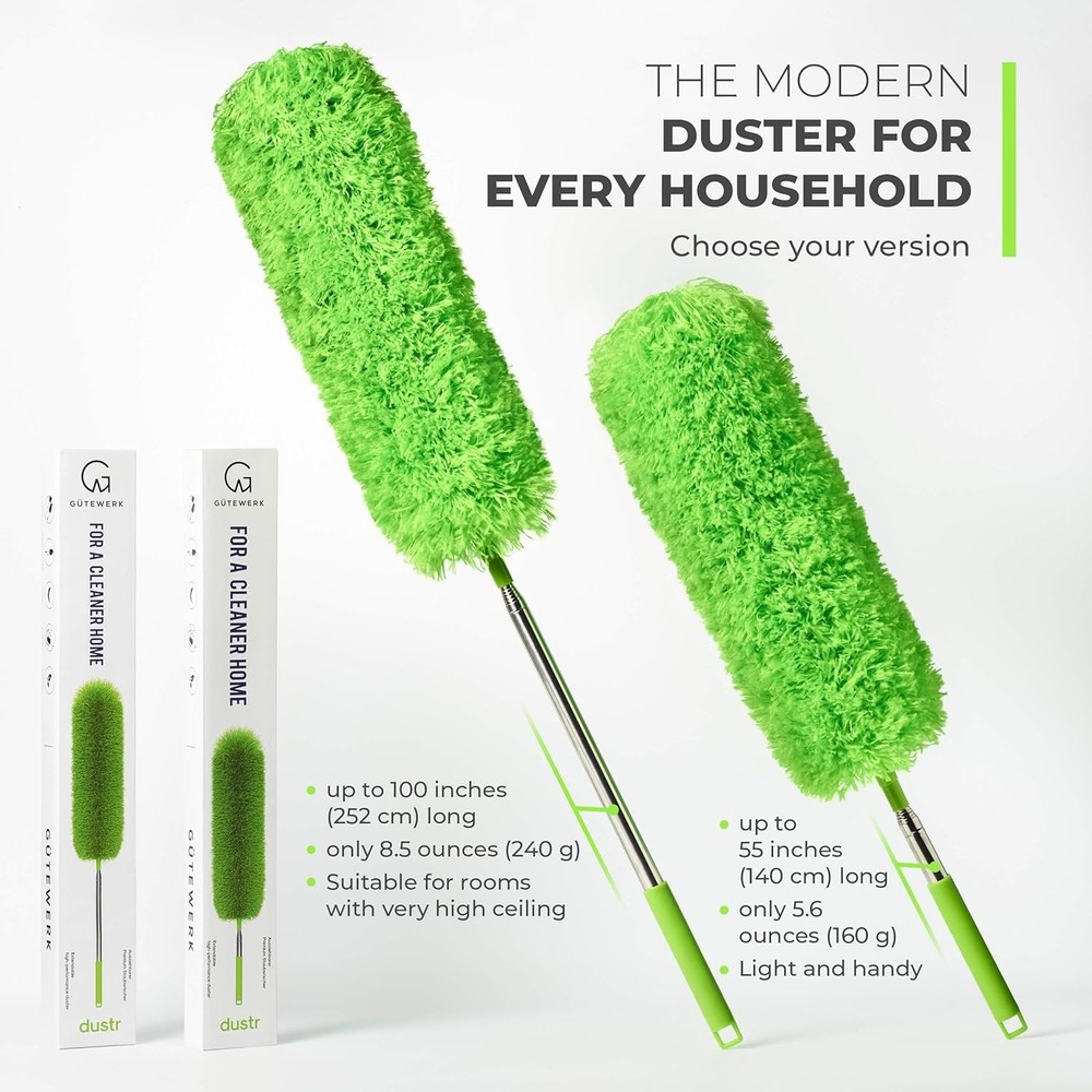 Extendable Feather Duster Microfiber with Bendable Head and Telescopic Pole