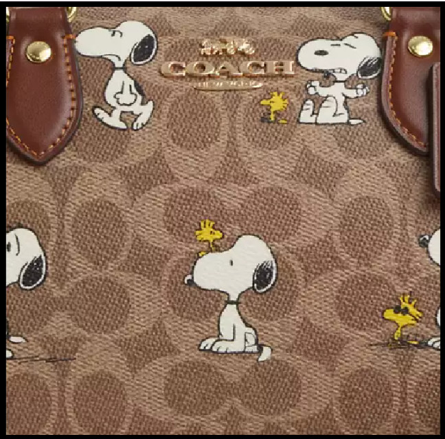 COACH CBM33 Rowan Satchel Bag Peanuts Snoopy Signature Coated Canvas Outlet New