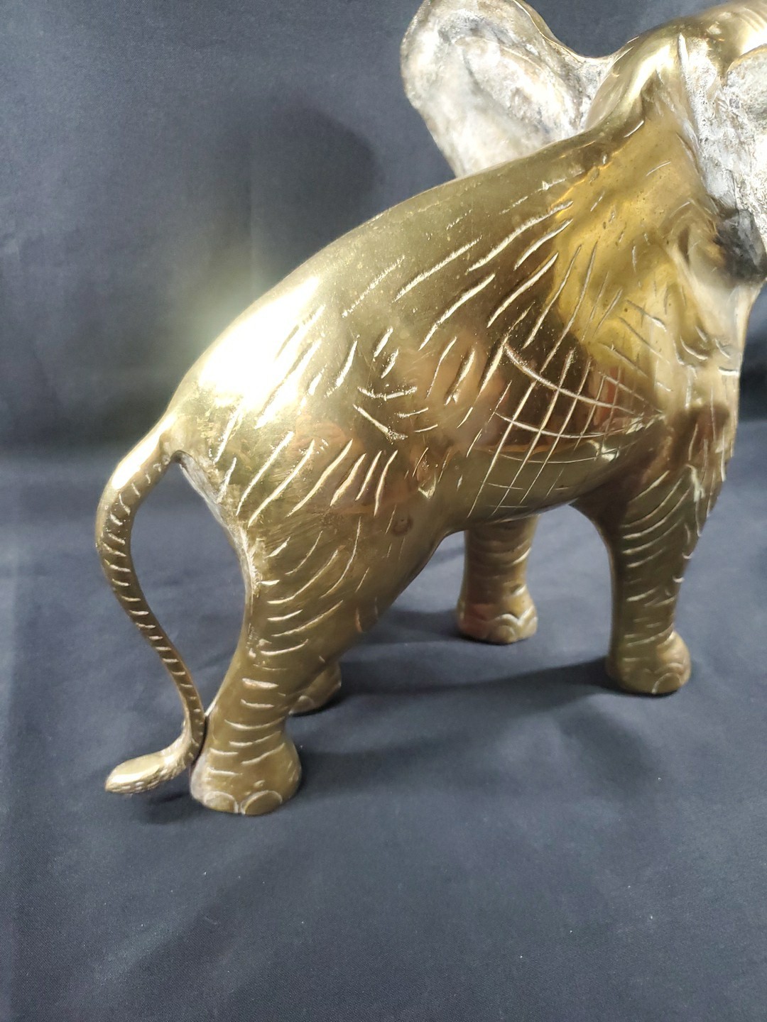MCM Mid Century Brass Huge Elephant Statue Figurine 21' Over 9 Pounds XL Size *
