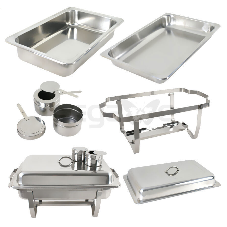 New 8 Quart Stainless Steel Rectangular Chafing Dish Full Size 6 Pack of