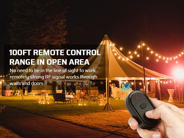 Outdoor Wireless Remote Control Power Strip 3 Grounded Outlets 100Ft Range