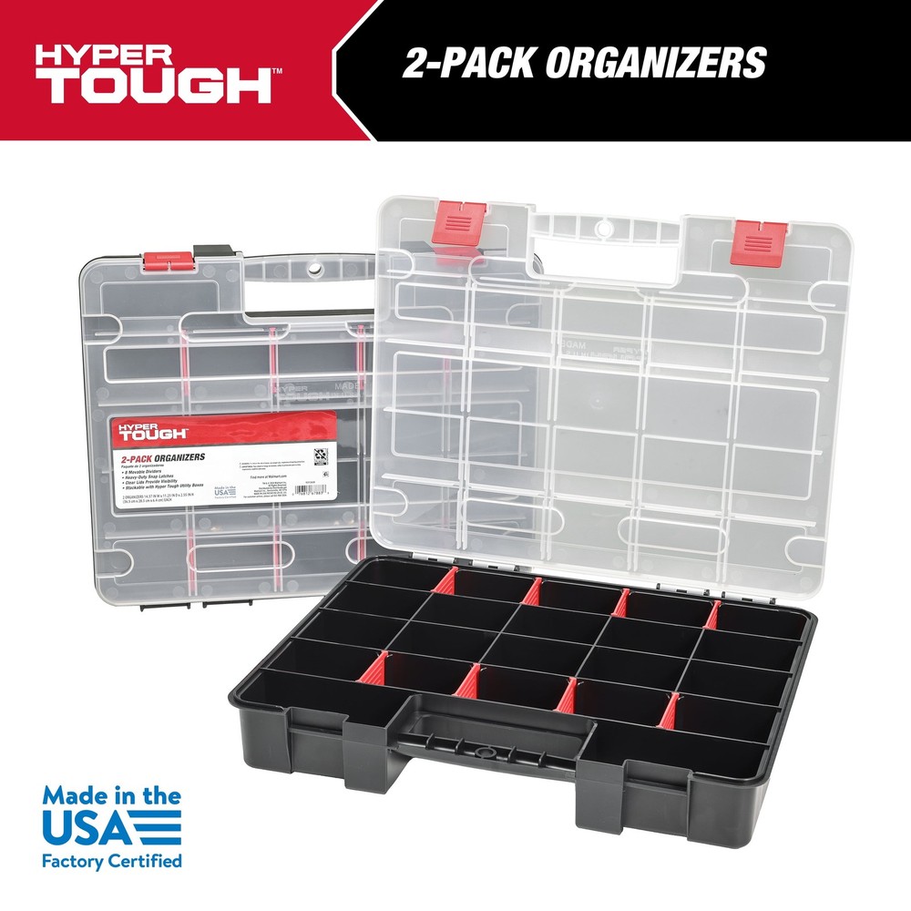 2-Pack Organizer, Stackable Plastic with 8 Movable Dividers, 93512638